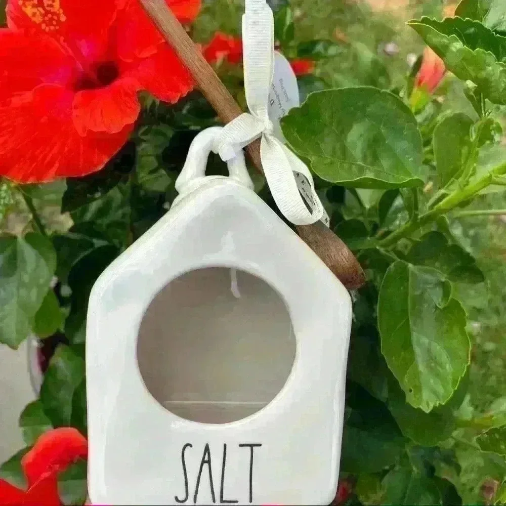 NEW - Rae Dunn - Cute Birdhouse Salt Pig with cute wooden spoon